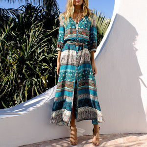 Soft Bohemian Style Printed Dress