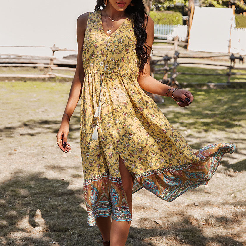 Casual Holiday Style Floral Printed Dress
