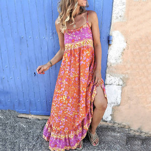 Boho Chic Floral Printed Sleeveless Maxi Dress
