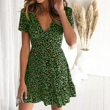 Load image into Gallery viewer, V-Neck Leopard Print Ruffle Dress
