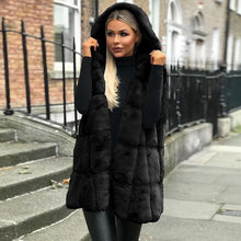 Load image into Gallery viewer, Faux Fur Vest Hooded Coat
