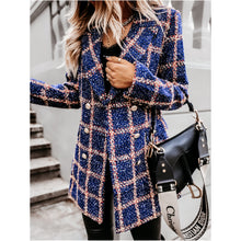 Load image into Gallery viewer, Retro Long Sleeved Plaid Lapel Mid-Length Coat
