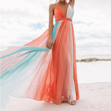 Load image into Gallery viewer, V Neck Rainbow Mesh Sling Dress
