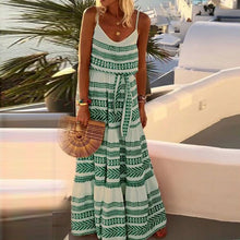 Load image into Gallery viewer, Bohemian Style V-Neck Print Suspender Dress
