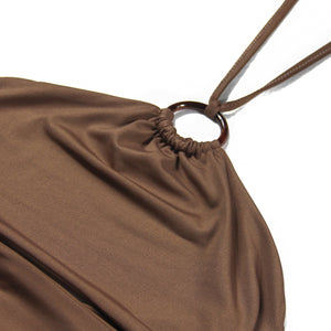 Solid Color Halterneck Bodycon Mini Dress