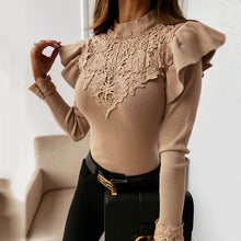 Load image into Gallery viewer, Round Neck Lace Embellished Tops
