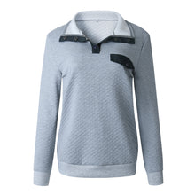 Load image into Gallery viewer, High Collar Button Long Sleeve Sweatshirt
