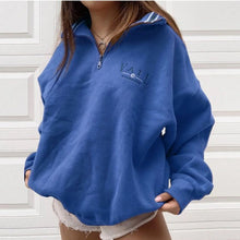 Load image into Gallery viewer, Zip Stand Collar Loose Sweatshirt
