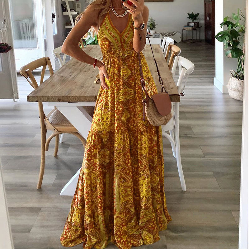 Sexy Bohemia Style Printed Maxi Dress