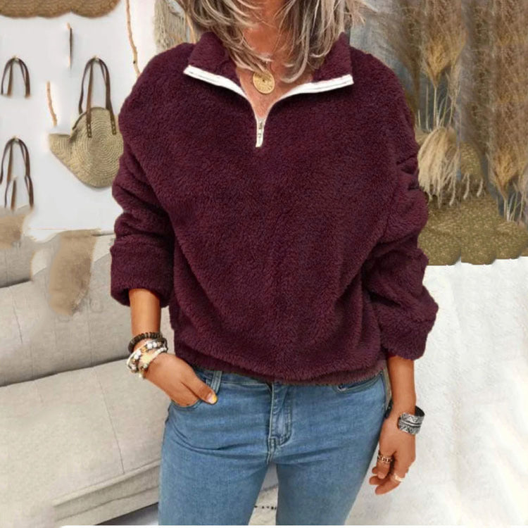 Casual Fleece Zipper Sweater Tops