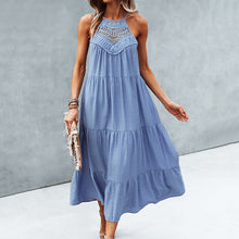Load image into Gallery viewer, Solid Color halterneck Maxi Dress
