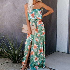 Fashion Floarl Printed Off Shoulder Summer Maxi Dress