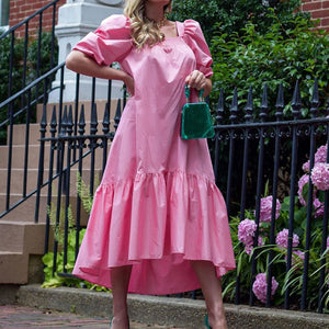 Loose Square Neck Puff Sleeve Dress