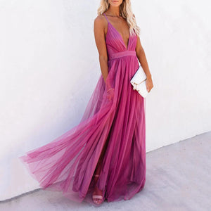 Sling V-neck Mesh Dress