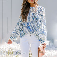 Load image into Gallery viewer, Floral Print Round Neck Chiffon Shirt
