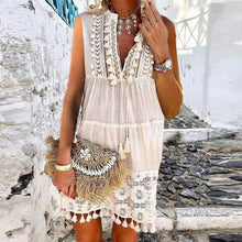 Load image into Gallery viewer, Cute Sleeveless Tassel Vacation Mini Dress
