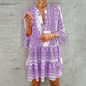 V-Neck Print Dress