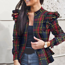 Load image into Gallery viewer, Ruffle Stitching Zipper Print Jacket Coat
