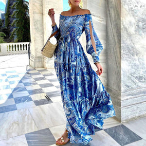 Elegant One Shoulder Bohemian Maxi Dress