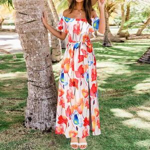 One-Shoulder Floral Bohemian Dress