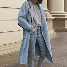 Load image into Gallery viewer, Solid Color Double-Breasted Woolen Coat
