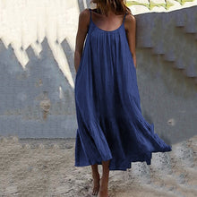 Load image into Gallery viewer, Solid Color Ruffled Sling Dress
