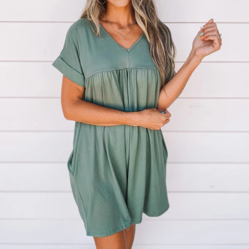 Casual round neck short sleeve dress