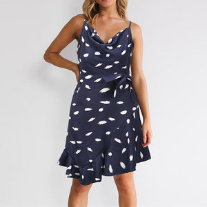 Elegant Printed Ruffle Hem Mini Dress
