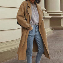 Load image into Gallery viewer, Solid Color Double-Breasted Woolen Coat
