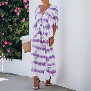 Casual V-Neck Tie-Dye Maxi Dress