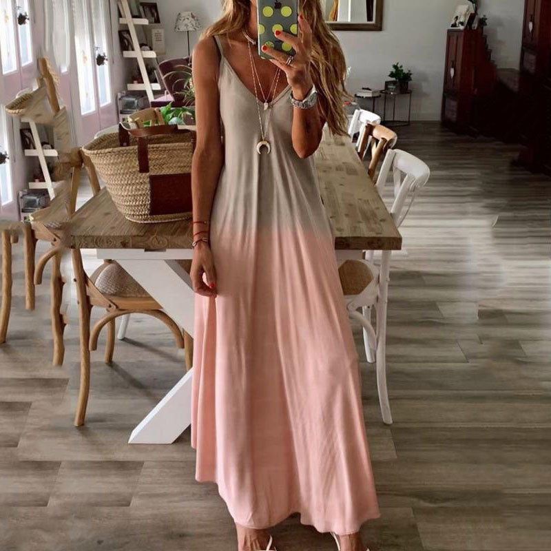 V-Neck Gradient Sling Dress