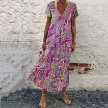 Load image into Gallery viewer, Boho V-Neck Printed Casual Maxi Dress

