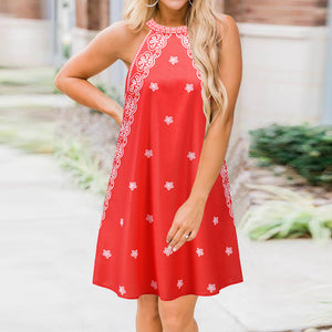 Halter Print Sleeveless Dress