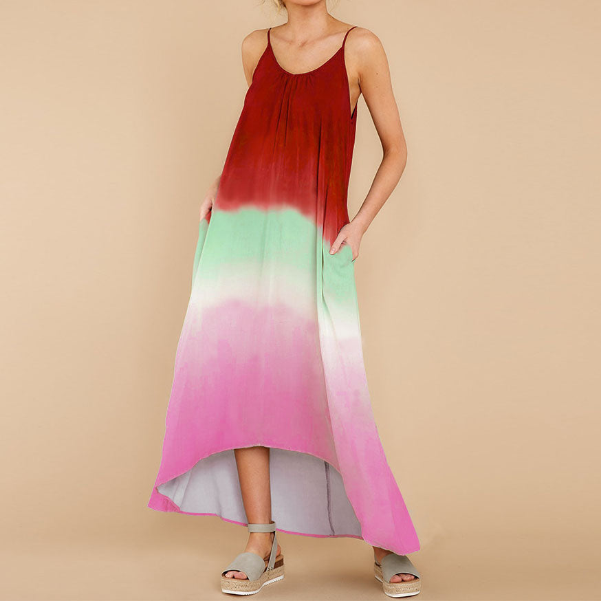 Gradient Color Sling Maxi Dress