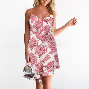 Fashion Printed Halter Mini Dress