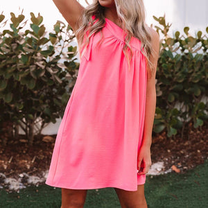 Solid Color Sexy One Shoulder Mini Dress