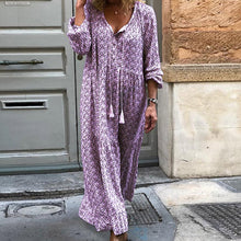 Load image into Gallery viewer, Bohemian Floral Long Sleeve Maxi Dress
