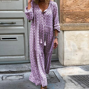 Bohemian Floral Long Sleeve Maxi Dress