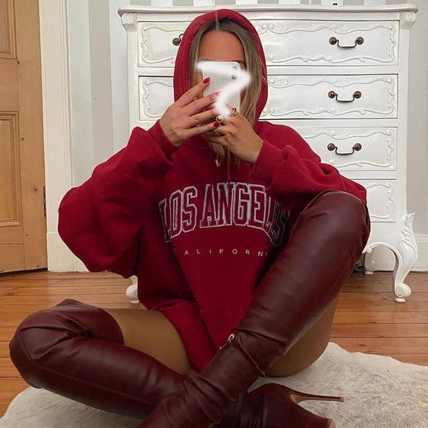 Casual Loose Fit Letter Printed Hoodies Sweatshirt
