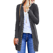 Load image into Gallery viewer, Solid Color Button Mid-Length Cardigan
