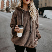 Load image into Gallery viewer, Solid Color Hooded Plush Sweatshirt
