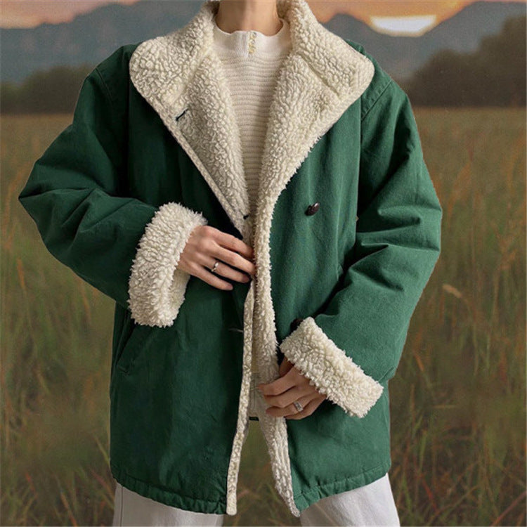 Fashion Plush Thick Warm Cotton Coat
