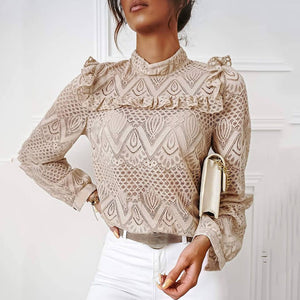 Elegant Lace Pleated Stitching Top