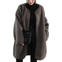 Load image into Gallery viewer, Round Neck Zipper Plush Jacket
