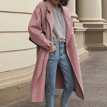 Load image into Gallery viewer, Solid Color Double-Breasted Woolen Coat
