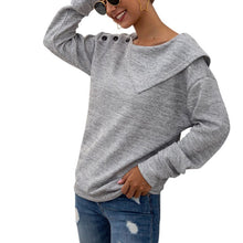 Load image into Gallery viewer, Round Neck Button Thick Knitted Sweatshirt
