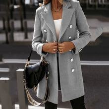 Load image into Gallery viewer, Double-Breasted Woolen Coat With Suit Collar
