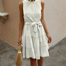 Load image into Gallery viewer, Solid Color Sleeveless Lace-Up Dress
