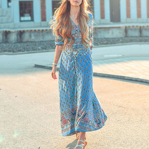 Soft Bohemian Style Printed Dress