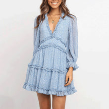 Load image into Gallery viewer, V-Neck Puff Sleeve Mini Dress
